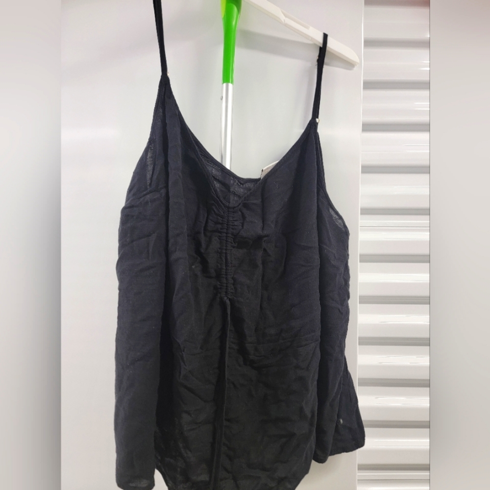 Ruche Black Tank Top